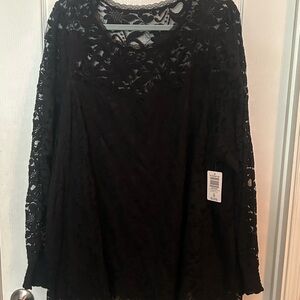 Torrid Black Lace Long Sleeve Blouse